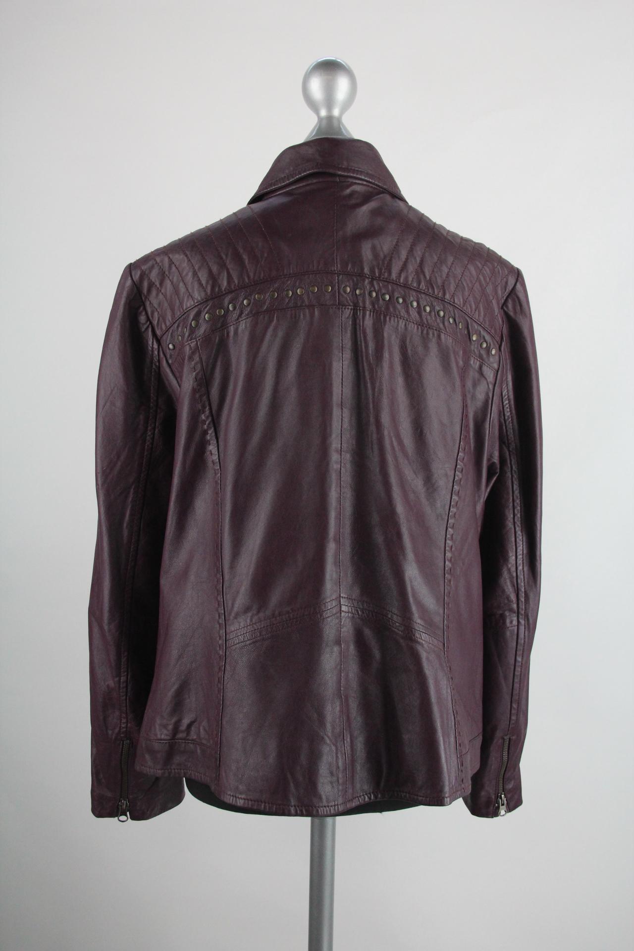 Details Zustand Reißverschluss Top Lederjacke 44l Gr Aubergine Zu Bonita Farbene Damen Mit HED29WI