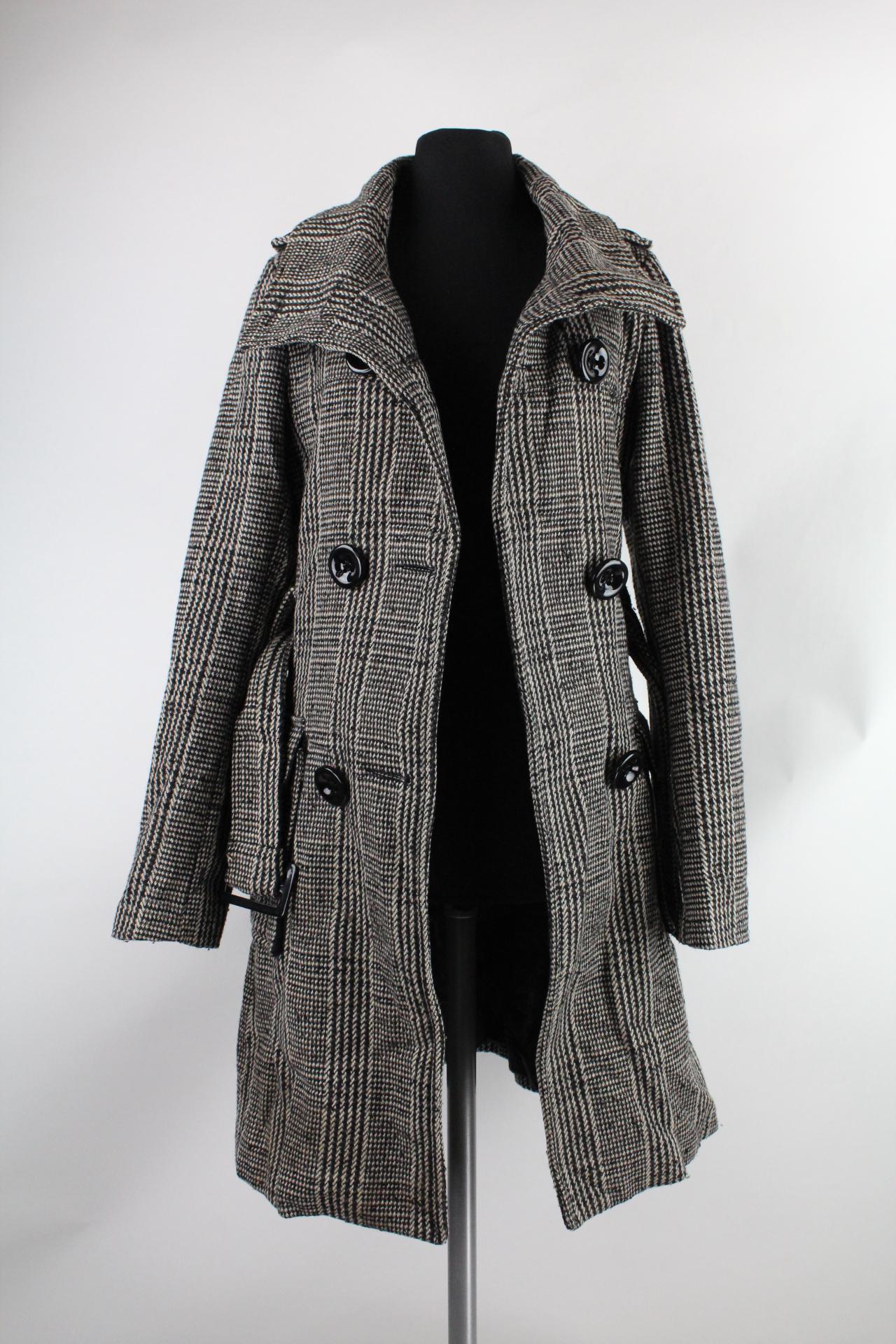 Amisu Damen-Mantel schwarz/weiß/braun Größe 34
