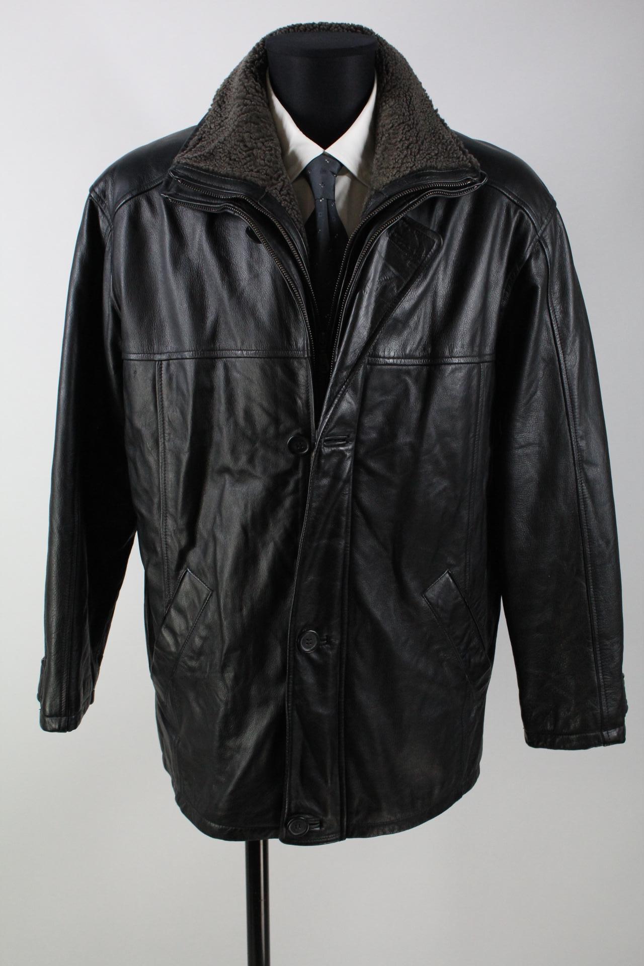 Trapper Herren-Lederjacke schwarz Größe 26