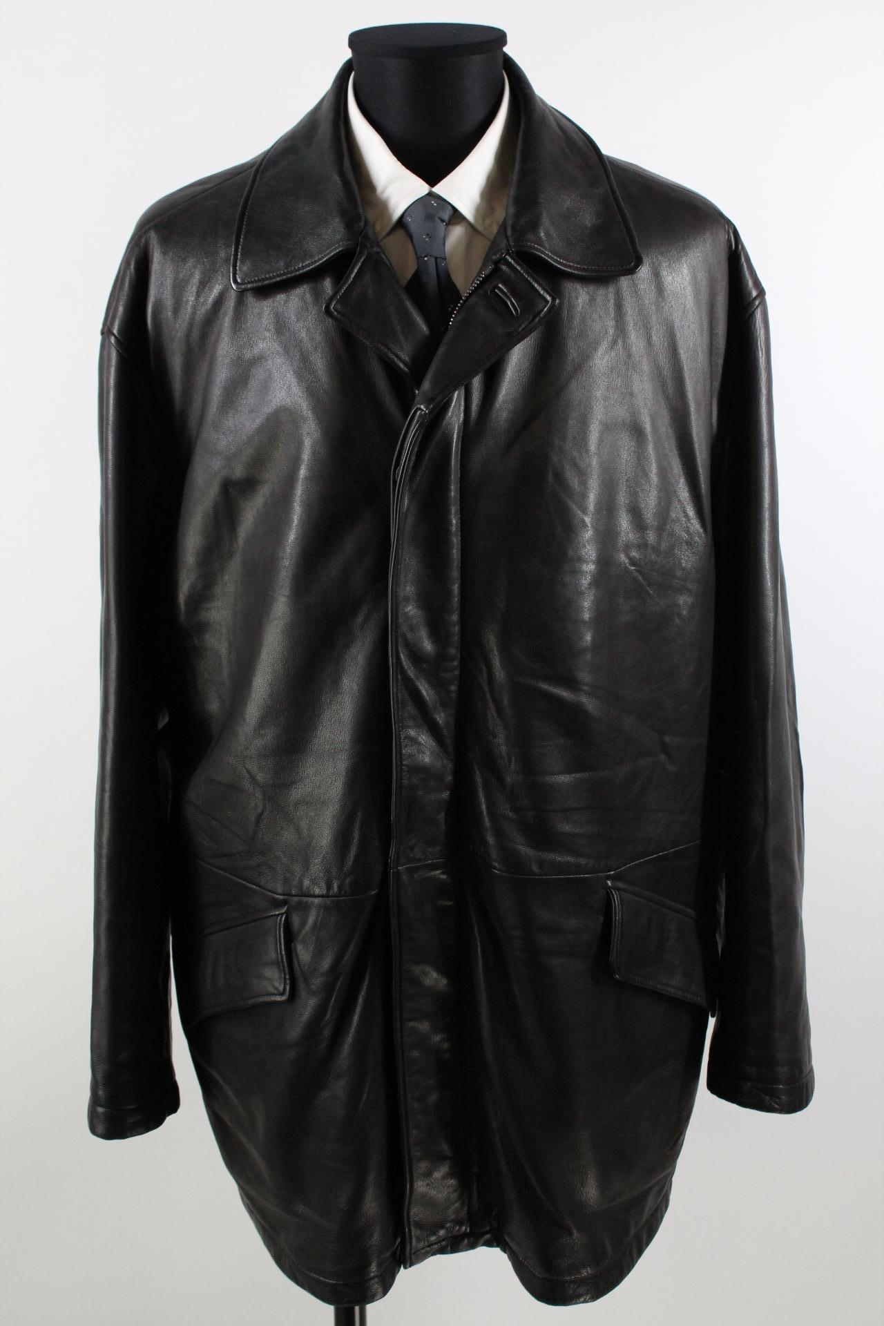 Hugo Boss Herren-Lederjacke schwarzbraun Größe 56