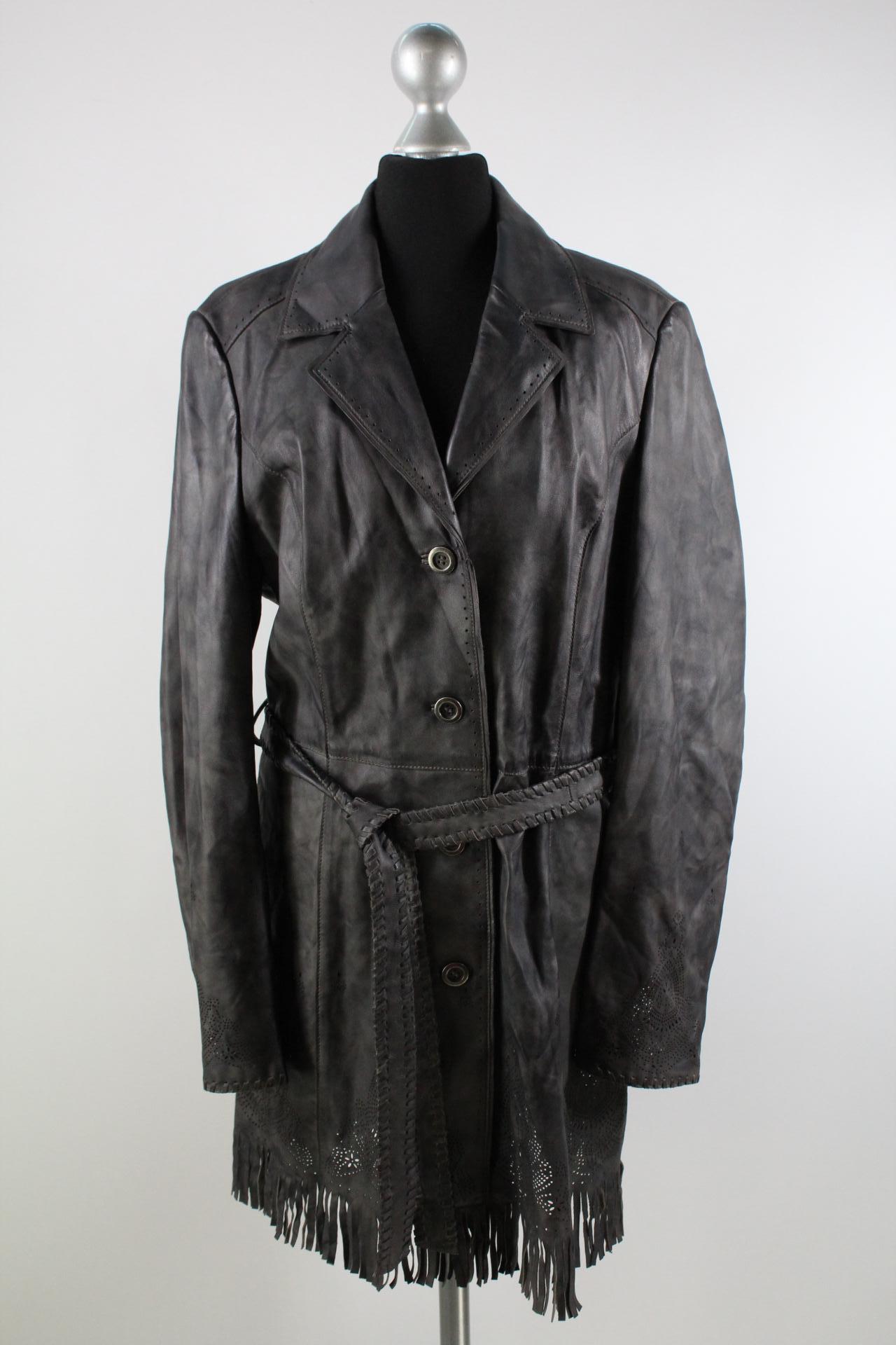 Liqu Damen-Lederjacke grau Größe 42