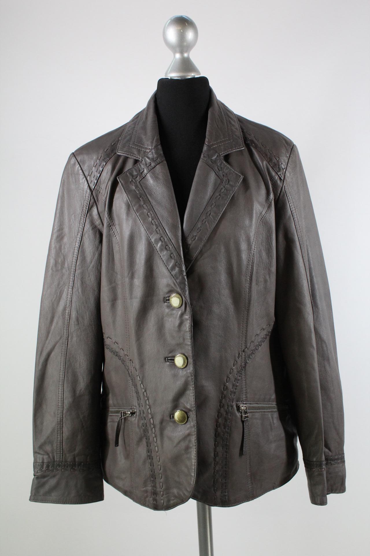 Bonita Damen-Lederjacke graubraun Größe 42