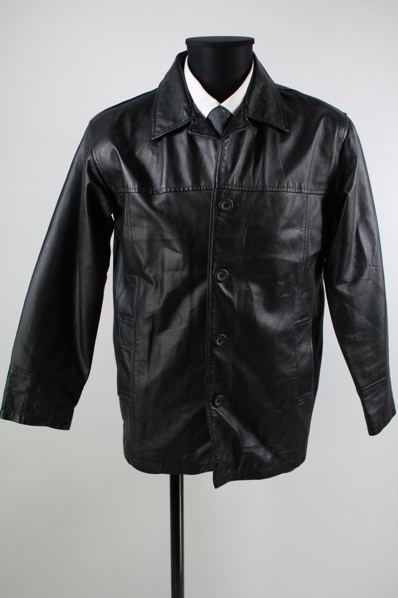 Leder Classic Jackets Herren-Lederjacke schwarz Größe 43