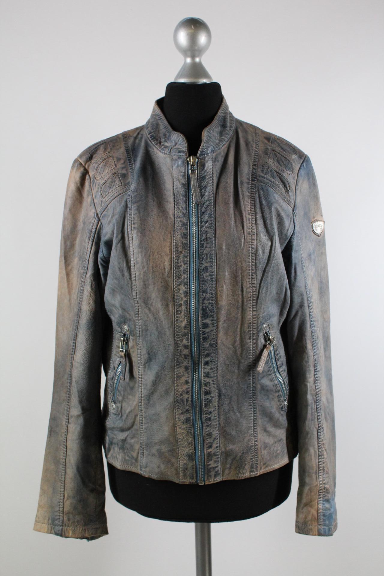 Gipsy Damen-Lederjacke blau Größe M