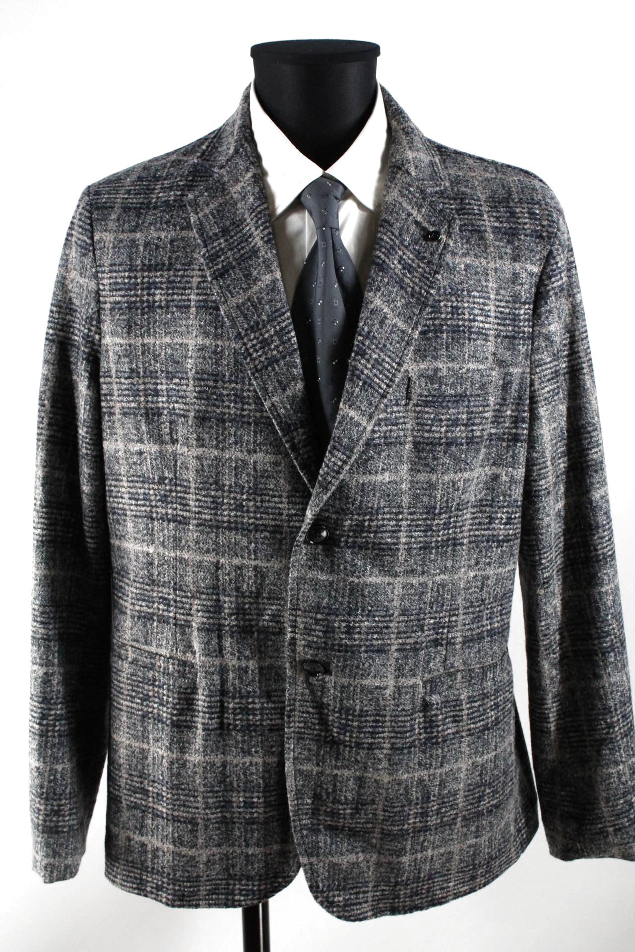 DISTRETTO 12 Tweed-Sakko graublau Größe 54