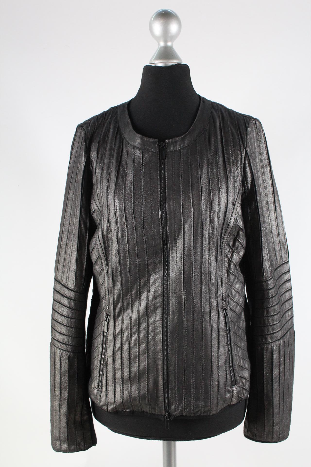 Milestone Damen-Lederjacke schwarzgrau Größe 40 