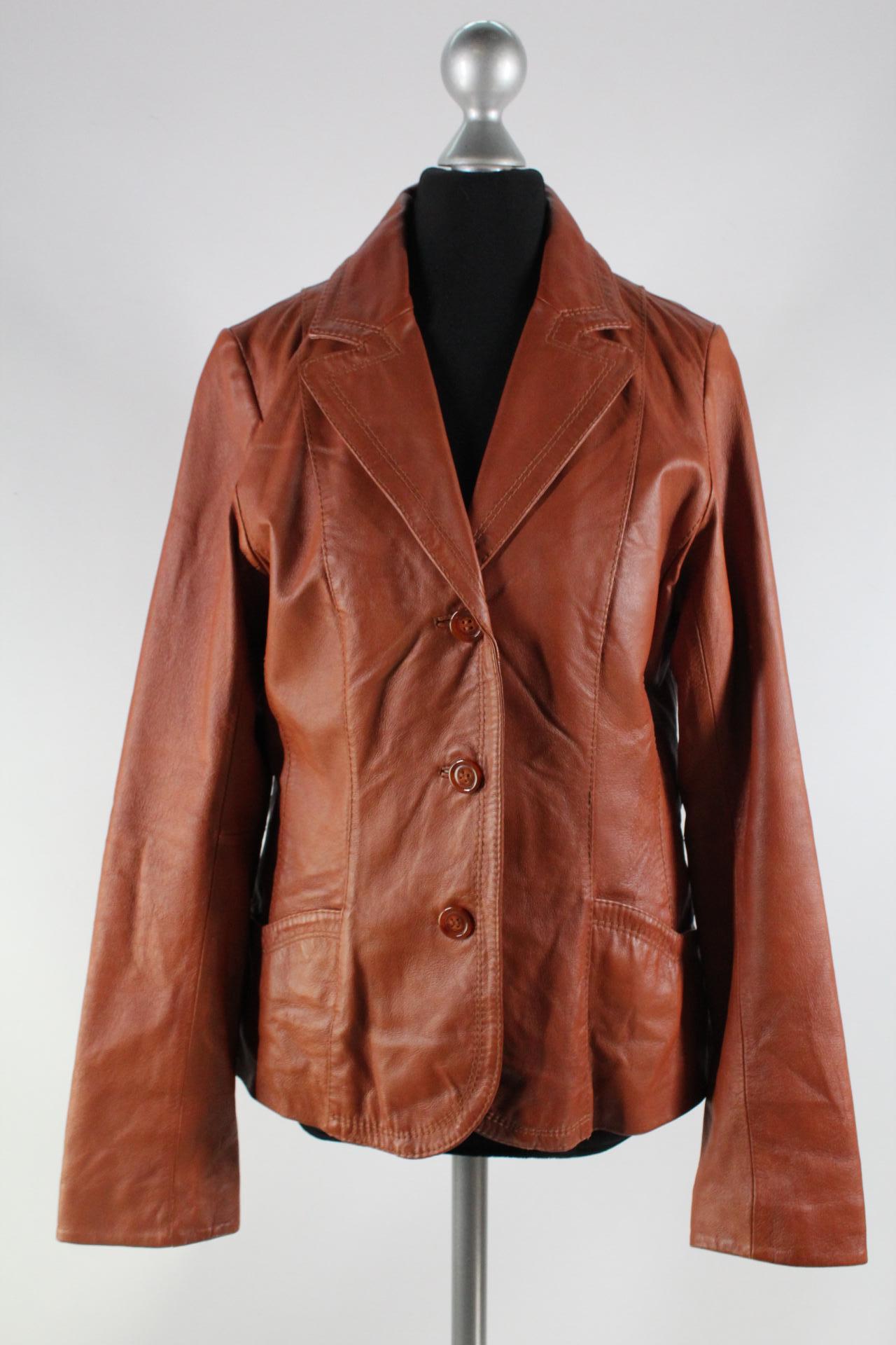 H&M Damen-Lederjacke braun Größe 38