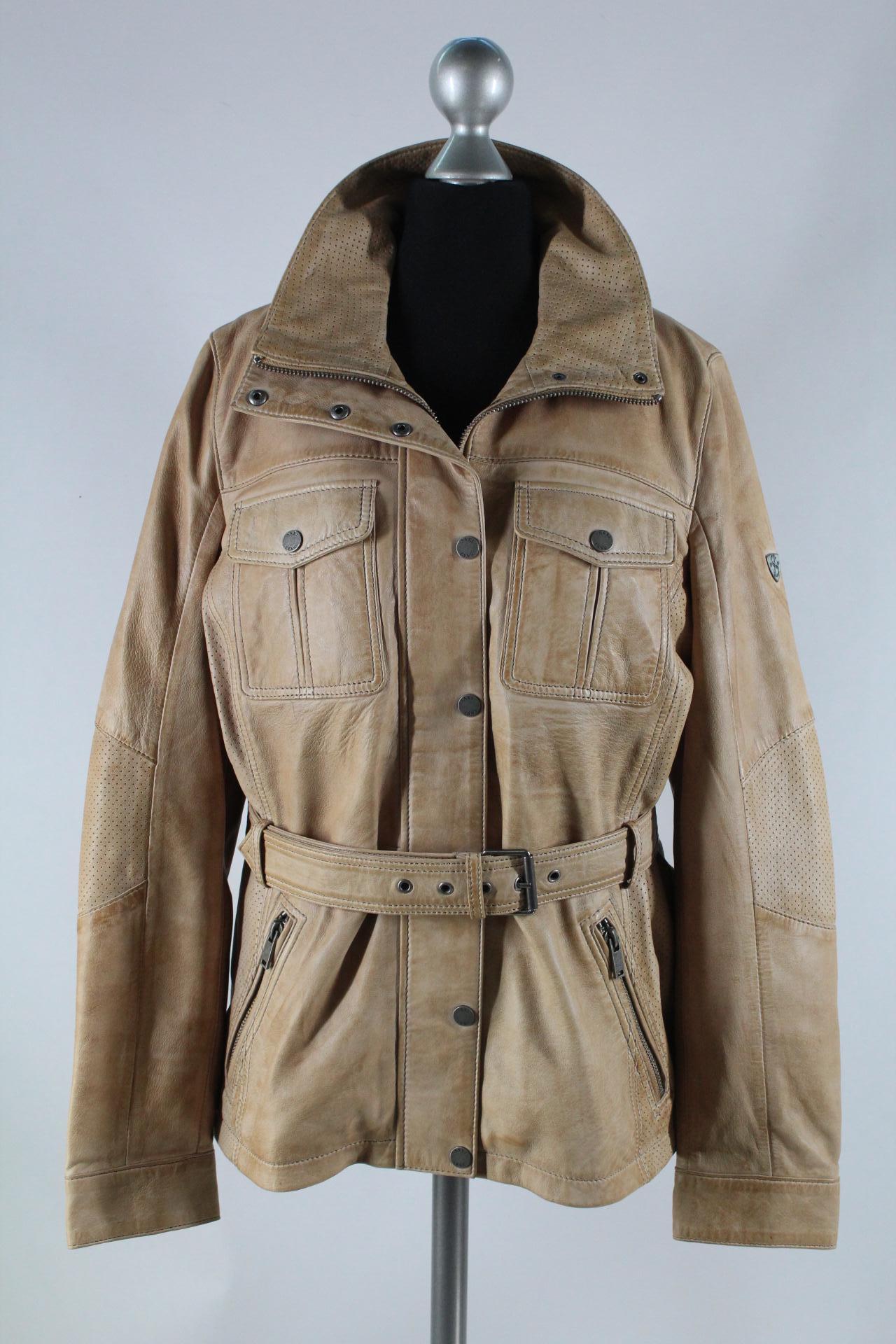 Saki Damen-Lederjacke hellbraun Größe 38