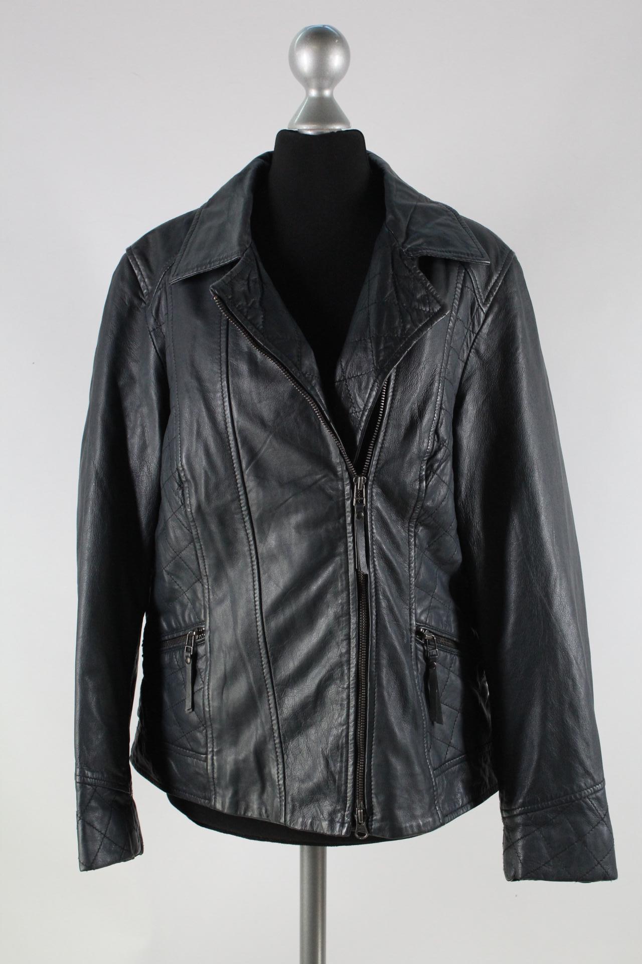 Bonita Damen-Lederjacke blau Größe 38