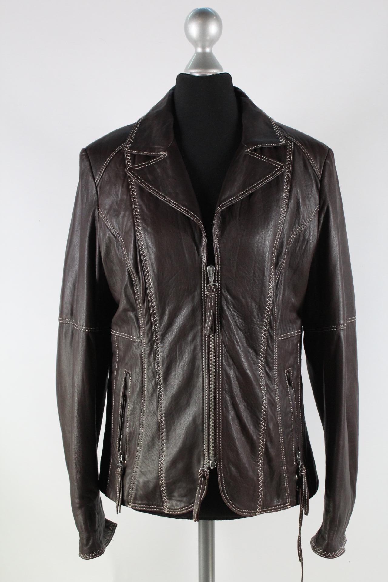 Biba Damen-Lederjacke braun Größe 40