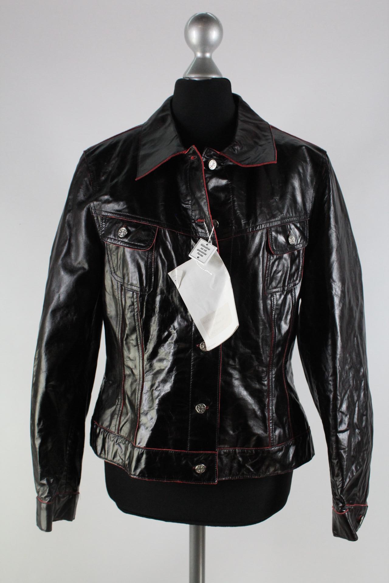 Collection Damen-Lederjacke schwarz/rot Größe 38