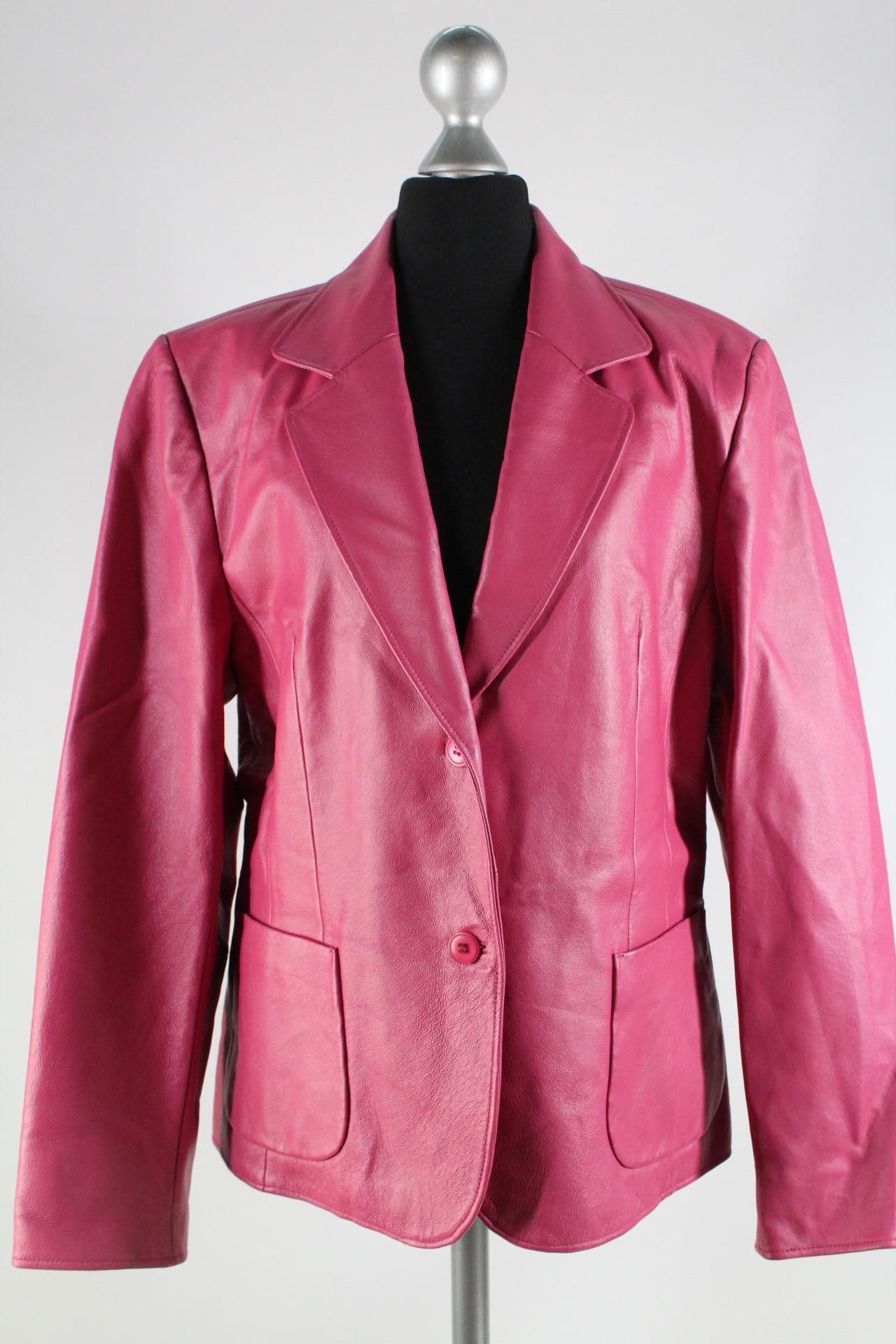 Authentic Damen-Lederjacke pink Größe 44