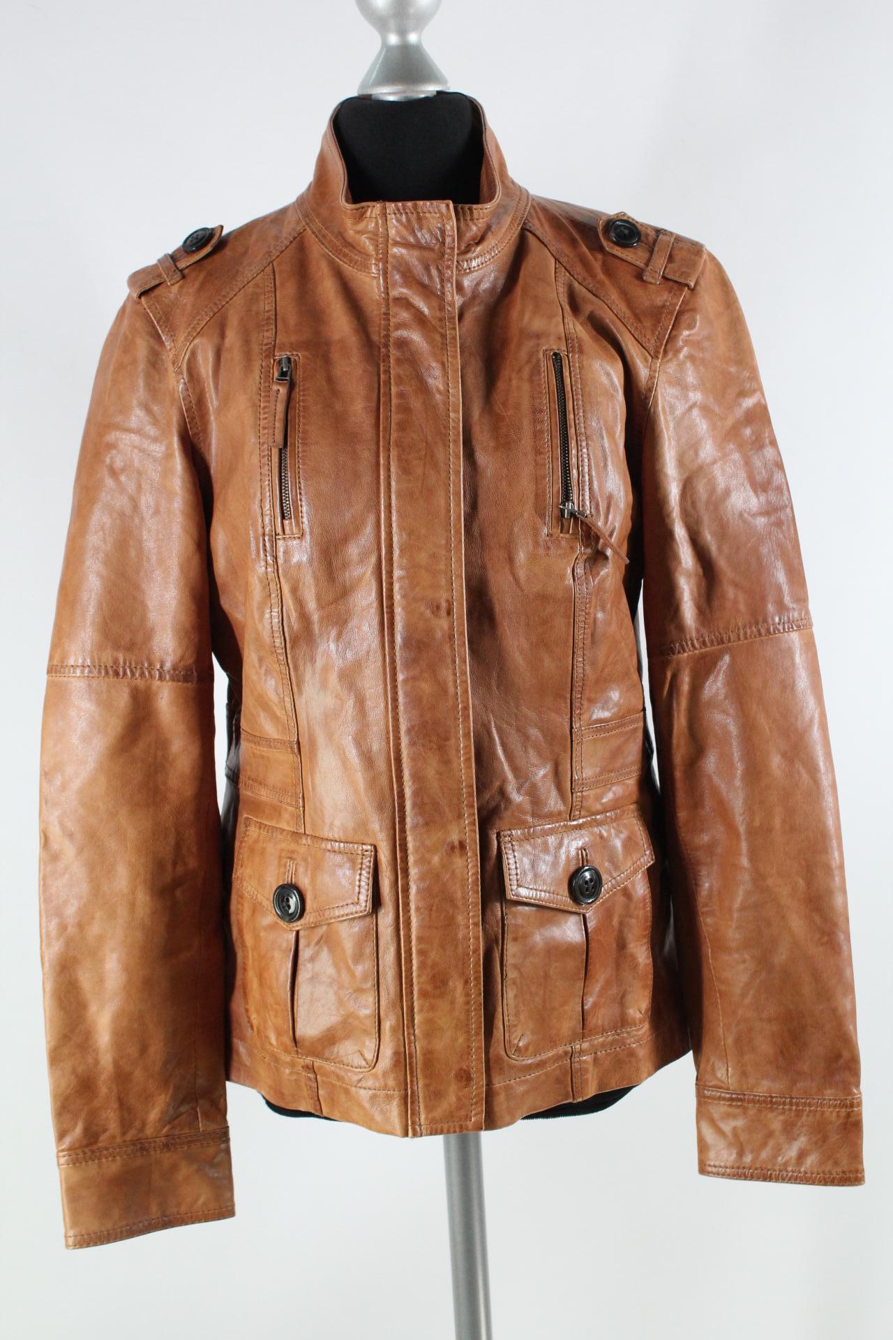 s.Oliver Damen-Lederjacke braun Größe 38