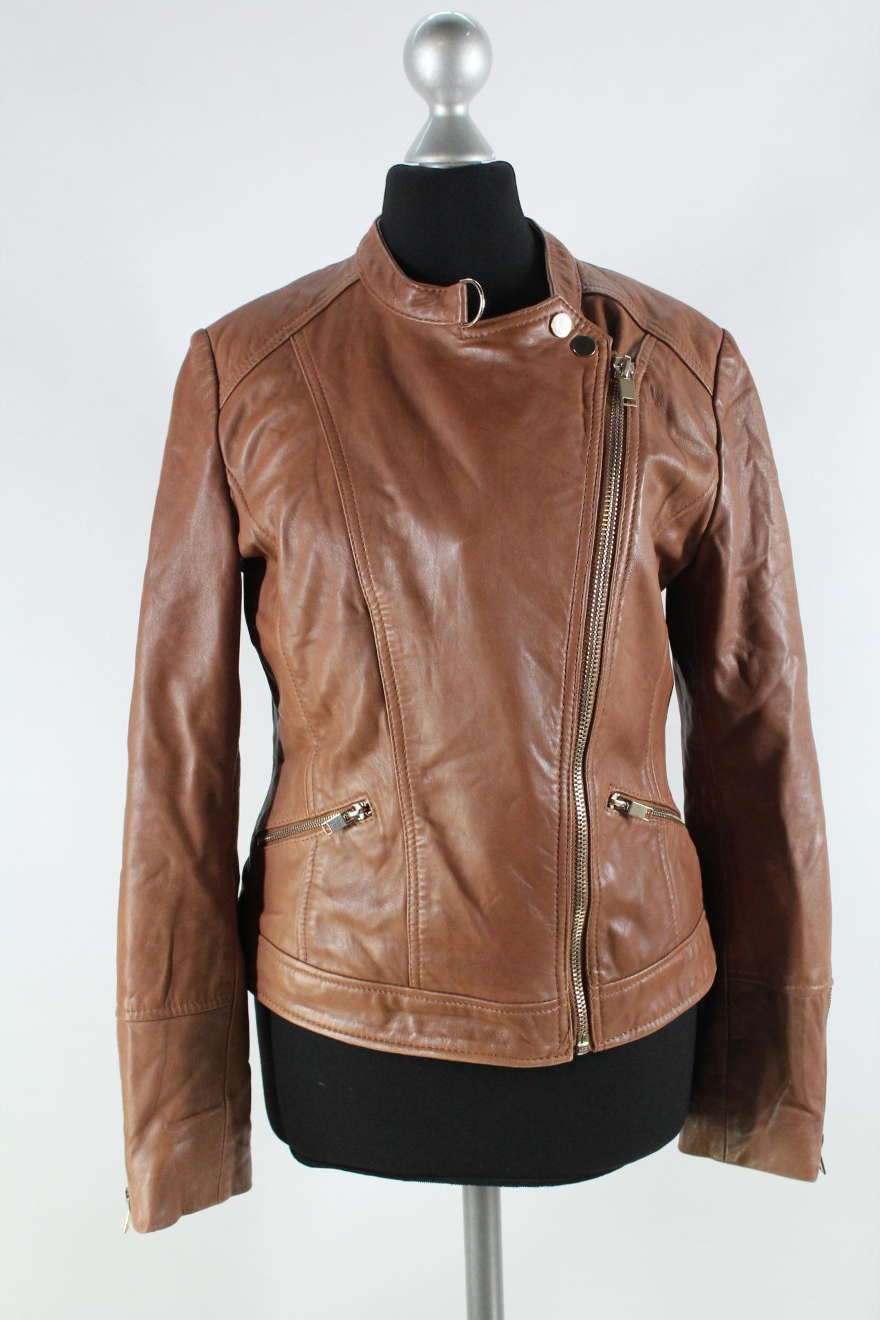 Mango Damen-Lederjacke braun Größe S