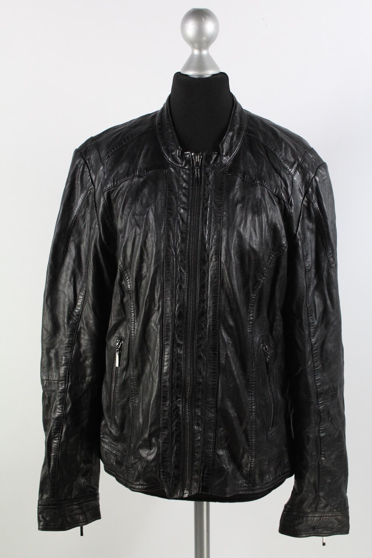 Manguun collection Damen-Lederjacke schwarz Größe 46